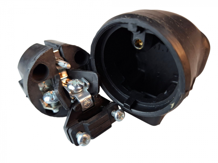 Fisa stecher negru unghiular cauciucat solid 230V 16A max. 2,5 mm² IP44 [11]
