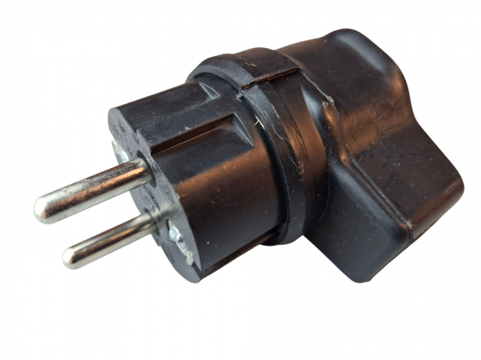 Fisa stecher negru unghiular cauciucat solid 230V 16A max. 2,5 mm² IP44 [3]