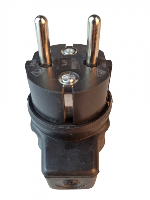 Fisa stecher negru unghiular cauciucat solid 230V 16A max. 2,5 mm² IP44 [5]