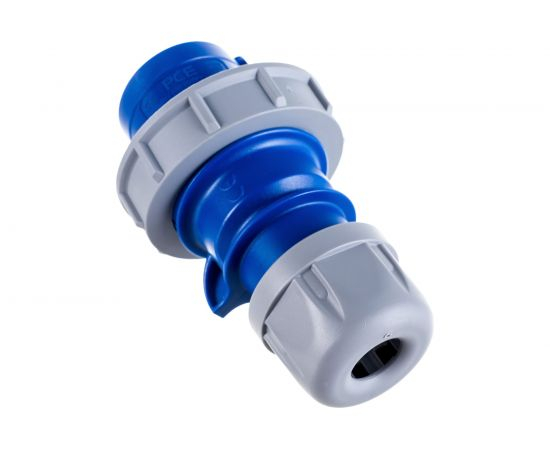 Fisa stecher pe cablu 3 poli 32A 1P+N+PE drept 230V monofazic albastru IP67 6h CEE 150x93mm [3]