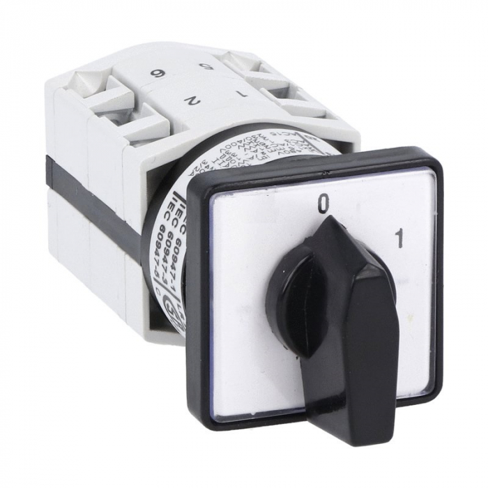 Intrerupator 10A 2.2kw 0-1 ON-OFF 3 poli IP40 industrial incastrabil cu came PACO pentru tablouri cu protectie la atingere directa [1]