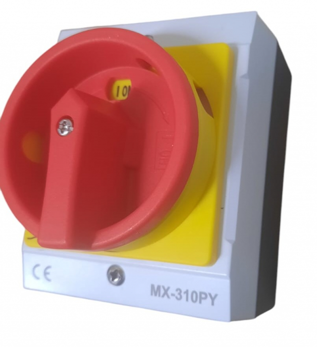 Intrerupator 10A 4kw 0-1 ON-OFF 3 poli 400V AC IP65 industrial aplicat casetat blocabil 3x10A [3]