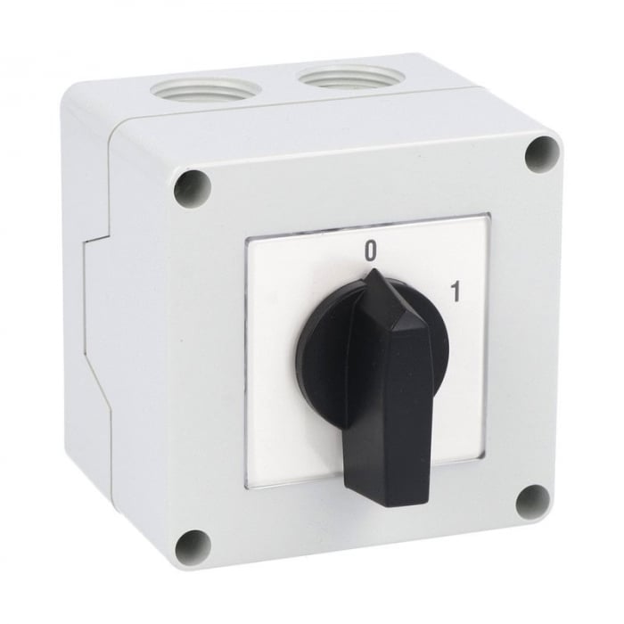 Intrerupator 20A 4kw 0-1 ON-OFF 3 poli IP65 cu came industrial aplicat casetat [1]
