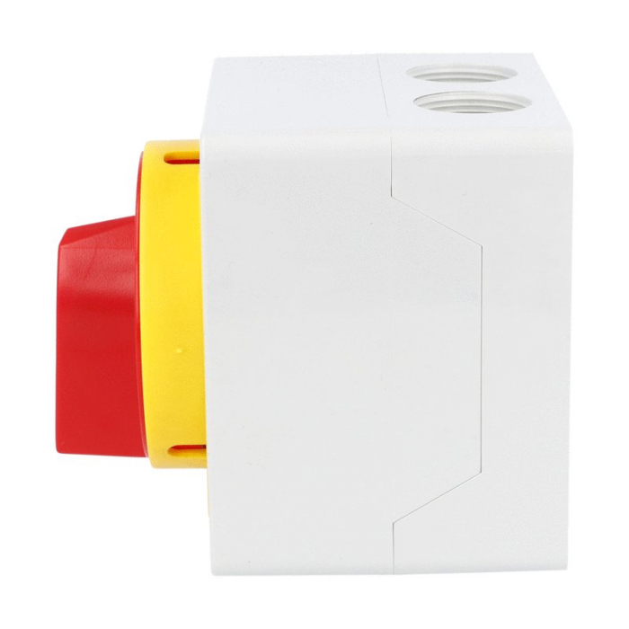 Intrerupator 40A 15kw 0-1 ON-OFF 3 poli IP65 110x110mm cu came industrial aplicat casetat cu maner galben rosu [4]