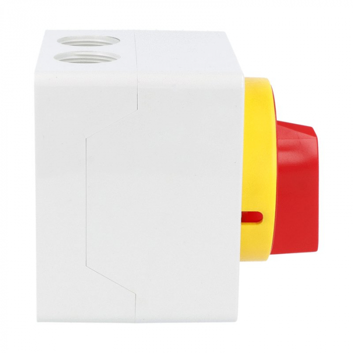 Intrerupator 40A 15kw 0-1 ON-OFF 3 poli IP65 110x110mm cu came industrial aplicat casetat cu maner galben rosu [3]