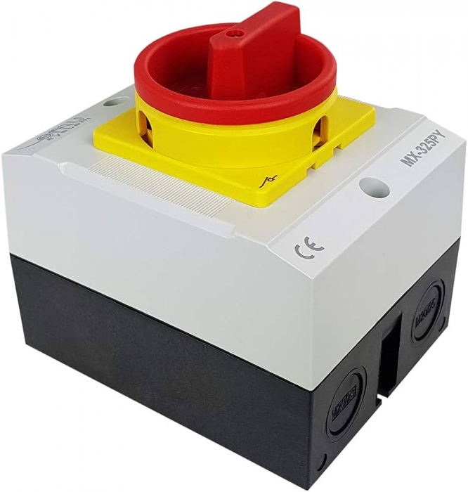 Intrerupator 25A 7.5kw 0-1 ON-OFF 3 poli 400V AC IP65 industrial aplicat casetat [2]