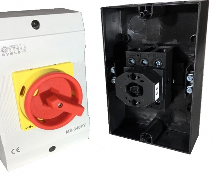 Intrerupator 40A 13kw 0-1 ON-OFF 3 poli 400V AC IP65 industrial aplicat casetat [4]