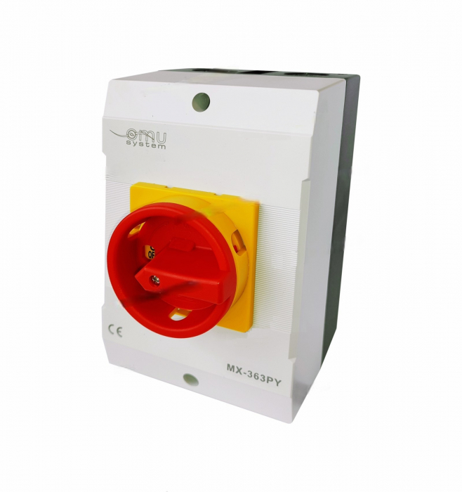 Intrerupator 63A 22kw 0-1 ON-OFF 3 poli 400V AC IP65 industrial aplicat casetat [2]