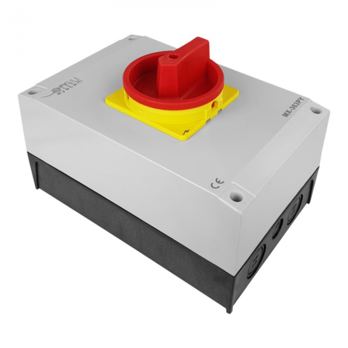 Intrerupator 63A 22kw 0-1 ON-OFF 3 poli 400V AC IP65 industrial aplicat casetat [3]