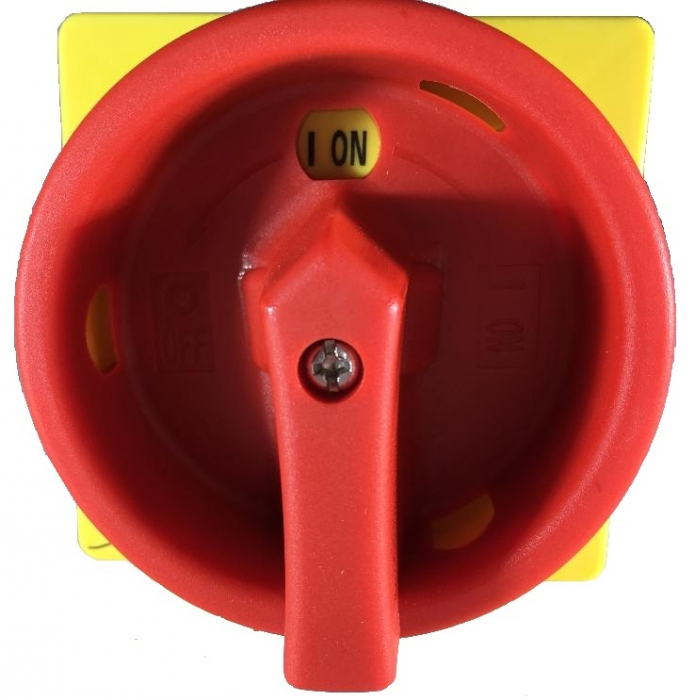 Intrerupator principal 20A 3 poli 4kW de urgenta incastrat cu placa galbena frontala 66x66mm IP65 [6]