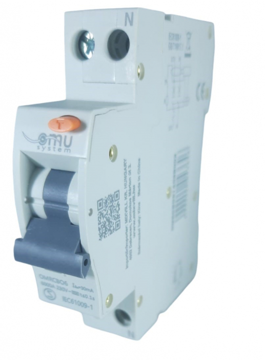 Intrerupator RCBO 16A curba B  30mA automat cu protectie diferentiala 1 modul 1P+N 6kA IP20 [8]
