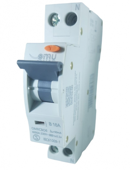 Intrerupator RCBO 16A curba B  30mA automat cu protectie diferentiala 1 modul 1P+N 6kA IP20 [7]