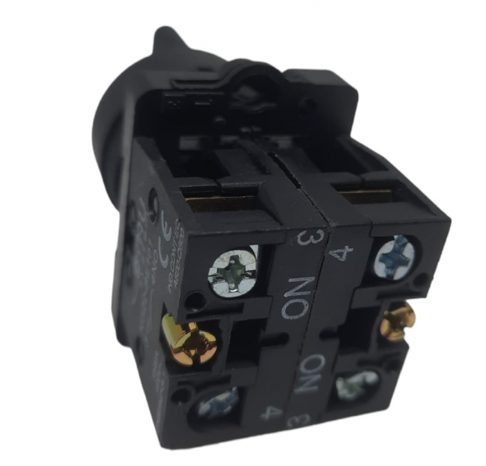 Intrerupator rotativ buton 3 pozitii 1-0-2 6A incastrabil pentru tablouri cu 2 contacte normal deschise NO [3]