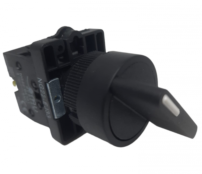 Intrerupator rotativ buton 3 pozitii 1-0-2 6A incastrabil pentru tablouri cu 2 contacte normal deschise NO [5]