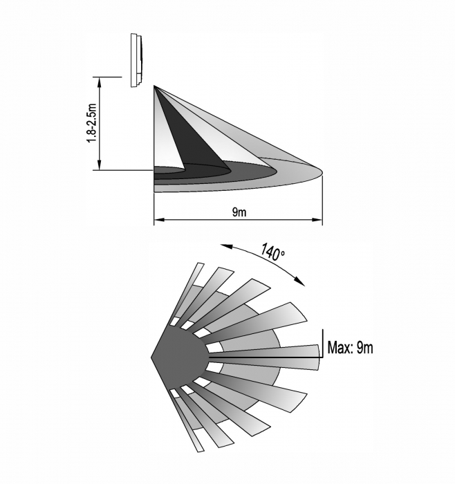 Lampă de exterior 15W 1100lm 4000K albă, ovală cu senzor de miscare lumină naturală 230V IP54 [3]
