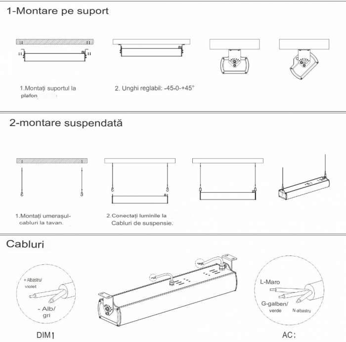 Lampă industrială 100W 120lm/W 12000lm 4000K Low Bay led (Instalare până la 6 metri înălţime) 612x142mm IP65, garantie 5 ani [8]
