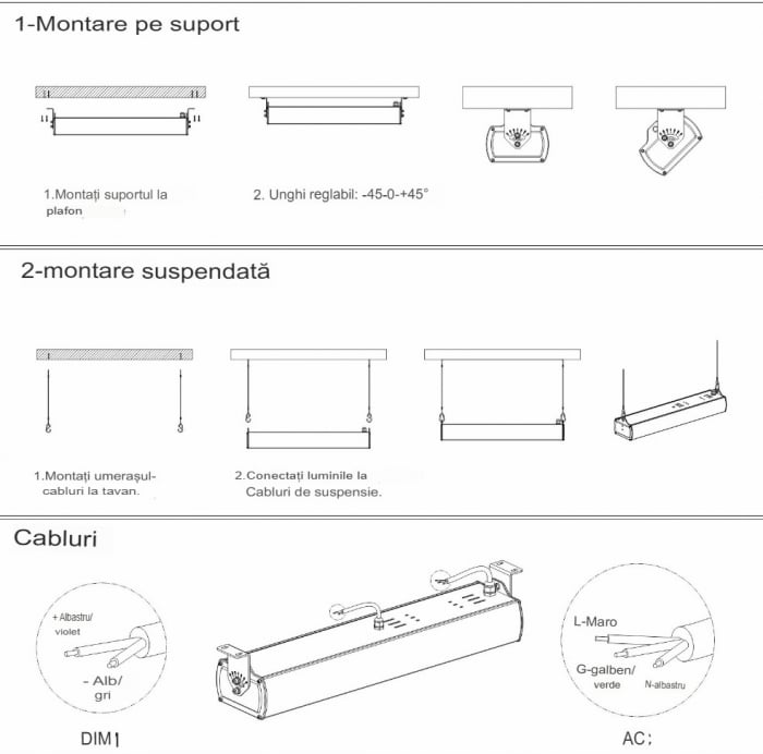 Lampă industrială 200W 190lm/W 38000 lm 4000K Low Bay led (Instalare până la 6 metri înălţime) 1216x142mm IP65 [6]