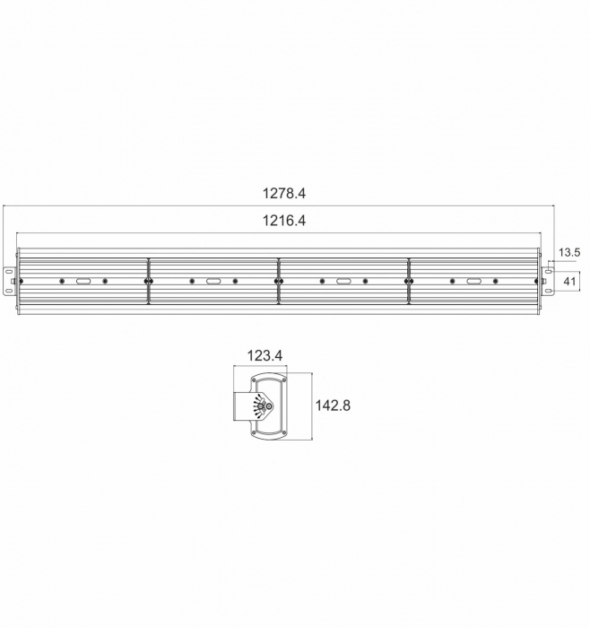 Lampă industrială 200W 190lm/W 38000 lm 4000K Low Bay led (Instalare până la 6 metri înălţime) 1216x142mm IP65 [3]