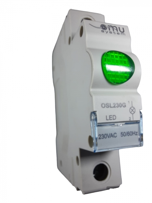 Lampa led 230V de semnalizare verde cu montaj pe sina in tablouri electrice IP20 [3]