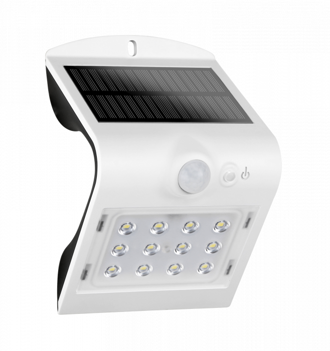 Lampă solară LED BUTTERFLY 1.5W 220lm 4000K albă de perete IP65 detectare 90° la maxim 6 metri [10]