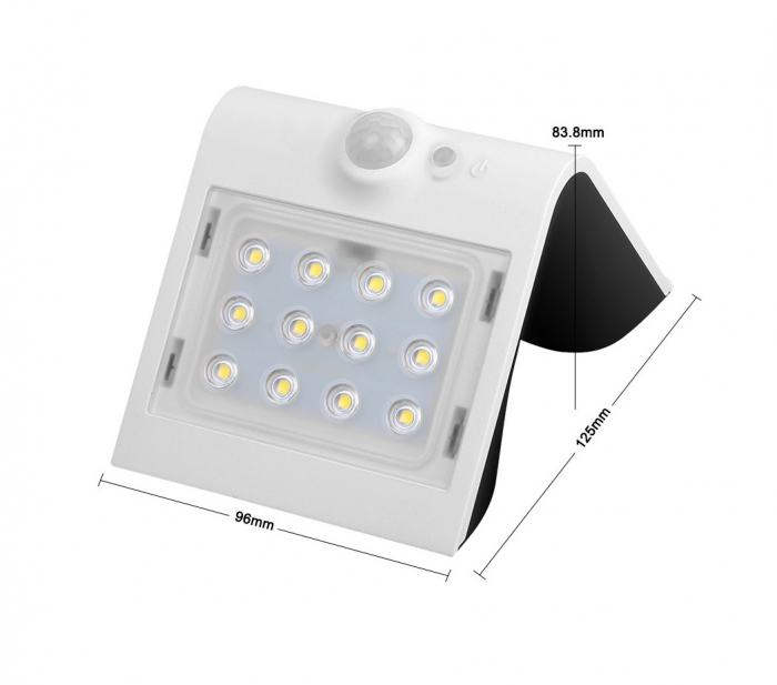 Lampă solară LED BUTTERFLY 1.5W 220lm 4000K neagră de perete IP65 detectare 90° la maxim 6 metri [5]