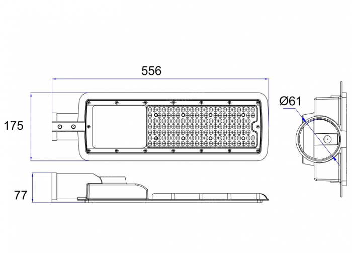 Lampa stradala 150W 18000lm 120lm/W 4000K 30.000 ore 556x175mm prindere 60mm IP65 3 ani garantie [6]