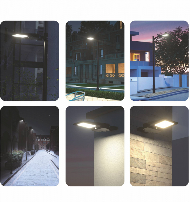 Lampă stradală solară 40W 6000lm 4000K lumina naturală / neutră corp iluminat culoare neagră cu senzor de mişcare IP65 [5]