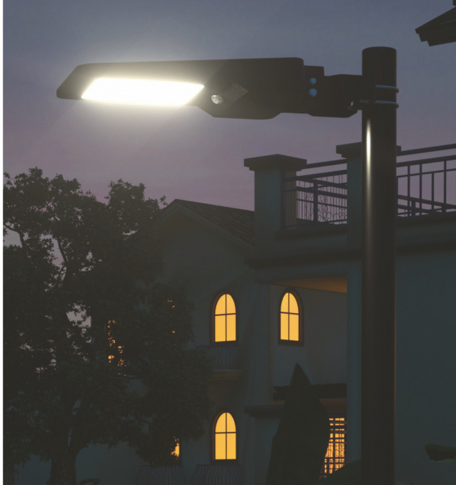 Lampă stradală solară 40W 6000lm 4000K lumina naturală / neutră corp iluminat culoare neagră cu senzor de mişcare IP65 [4]