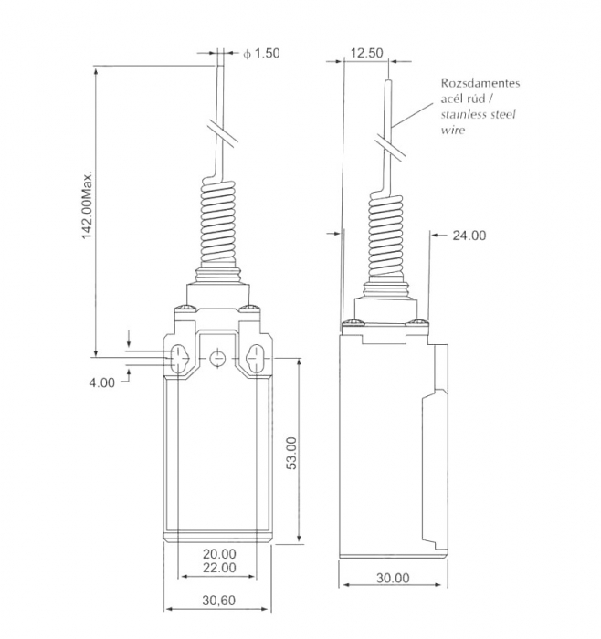 Limitator de cursa 1NO+1NC cu cu tijă de arc braț pivotant arc flexibil IP64 [2]