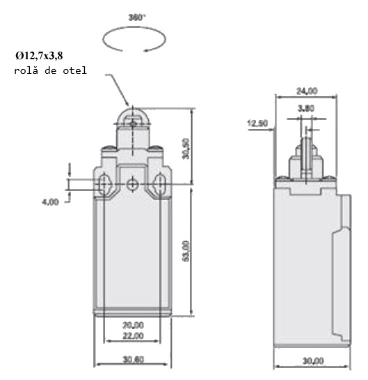 Limitator de cursa cu rola buton de limită 1NO+1NC comutator de poziție cu buton de presiune cu role IP64 [3]