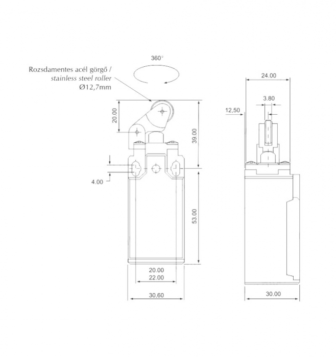 Limitator de cursa întrerupător de limită 1NC/1NO comutator de poziție comutator de limită de limită arc braț rotativ IP64 [4]