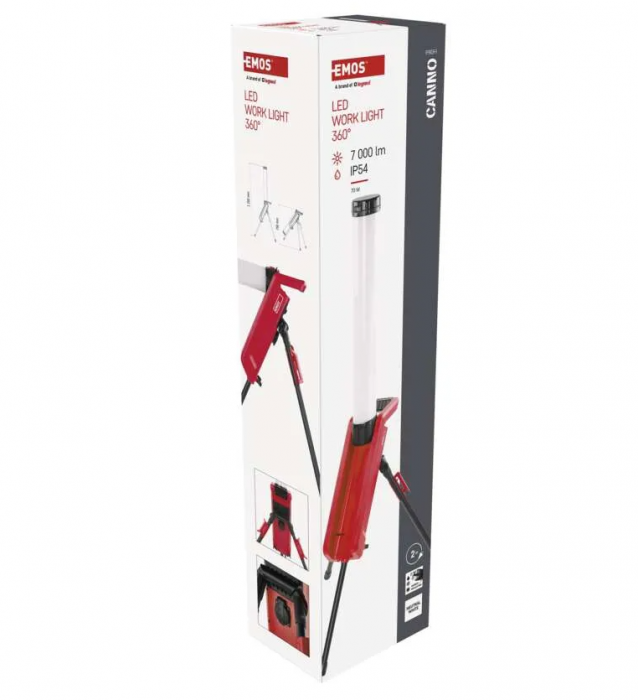 Lumină de lucru cu led lumină atelier 360° 7000lm 4000K IP54 70W cablu exterior 2m cauciucat H07RN-F 240V cu o priza schuko IK07 Emos ZS3360S [10]