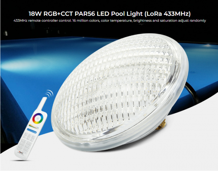 Lumină pentru piscină Mi-Light MiBoxer LED pentru sistem LoRa 433MHz 18W PAR56 IP68 RGB+CCT PW02 spot subacvatic [4]