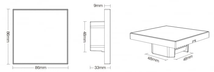 Mi-Light MiBoxer Group Control grup LED (zonă) luminozitate telecomandă de perete+ controler RGBW T3 86x86mm [8]