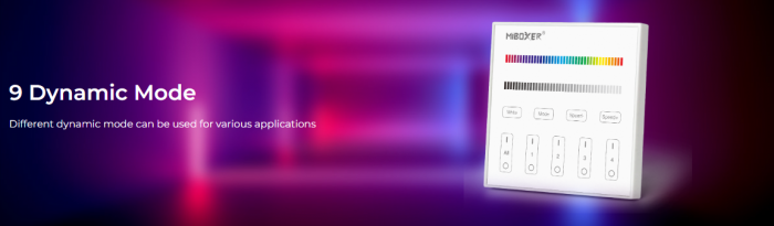 Mi-Light MiBoxer Group Control grup LED (zonă) luminozitate telecomandă de perete+ controler RGBW T3 86x86mm [4]