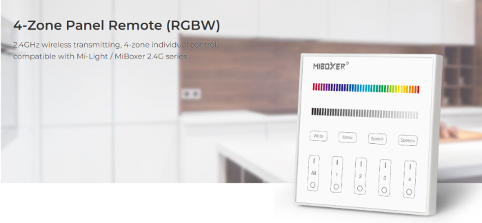 Mi-Light MiBoxer Group Control grup LED (zonă) luminozitate telecomandă de perete+ controler RGBW T3 86x86mm [3]