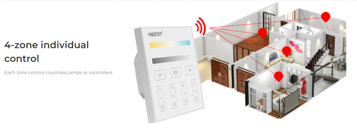 Mi-Light MiBoxer Group Control grup LED (zonă) telecomandă de perete controler de temperatură de culoare DIM+CCT 86x86mm [6]