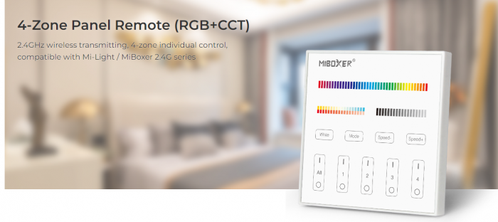 Mi-Light MiBoxer Group Control grup LED (zonă) telecomandă de perete T4 pentru culoare, temperatura culorii, modificare intensitate lumina DIMABIL + RGB+CCT [4]
