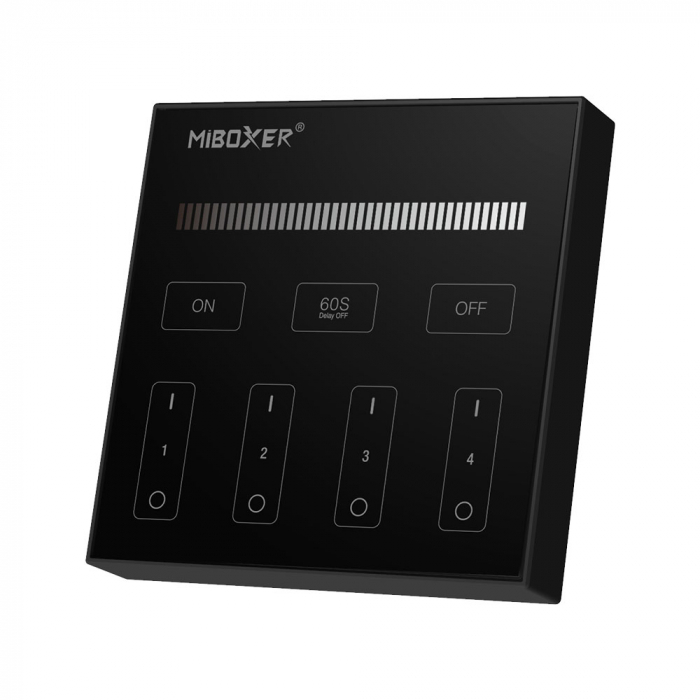 Mi-Light MiBoxer Group Grup de comandă Dimmer cu telecomandă neagră montat pe perete 4 zone DIM B [1]
