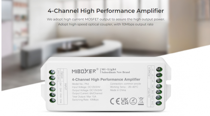 Mi-Light MiBoxer PA4 Group Control Amplificator de semnal LED 4 canale [6]