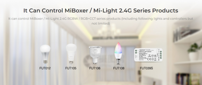 Mi-Light miboxer S2W Telecomandă curcubeu cu 4 zone luminozitate, culoare, control temperatură RGB+CCT culoare albă [8]
