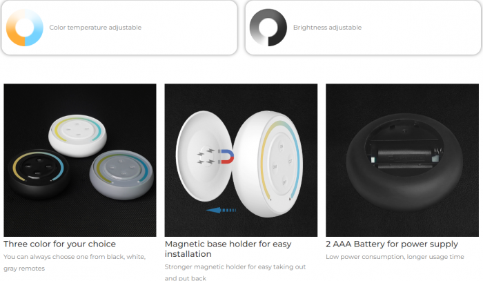 Mi-Light MiBoxer Sunrise luminozitate și control al temperaturii culorii controller telecomandă albă DIM+CCT S1-W [6]