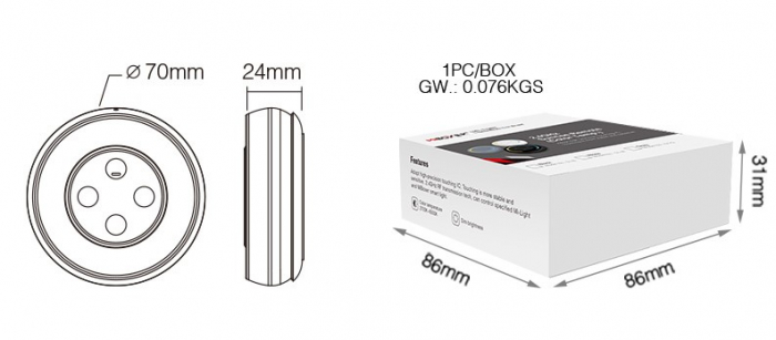 Mi-Light MiBoxer Sunrise luminozitate și control al temperaturii culorii controller telecomandă albă DIM+CCT S1-W [3]