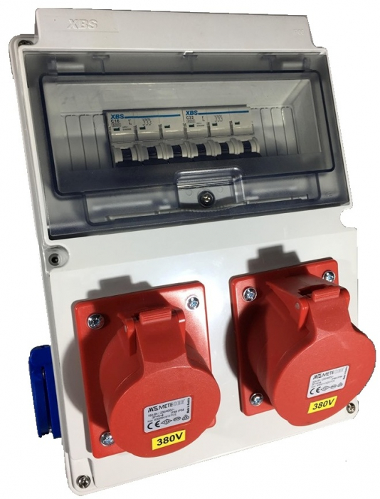 Tablou echipat cu 10 module 2 prize 5 poli 16A si 2 prize monofazice 16A industrial IP44 organizare de santier [1]