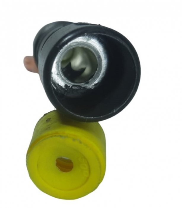 Papuc aluminiu 50mm² izolat cu cap de prindere din cupru gaura M12 cu pasta de contact in interior si membrana de culoare galbena pentru identificare [7]