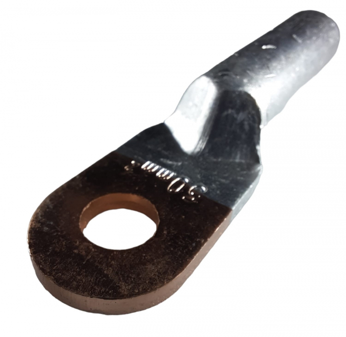 Papuc electric cupru aluminiu Cu-Al 50mm²  terminali tubulari diametru gaura 10mm lungime 90mm [3]