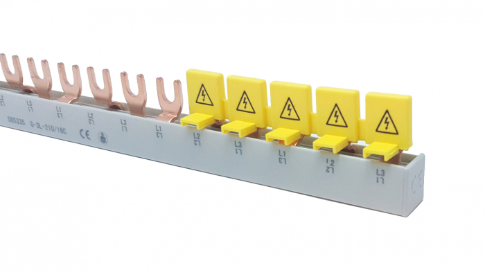 Pieptene busbar tip furca 3 poli 12 module(4x3 module) 63A 210mm 10mm² pentru conexiuni in sigurante [6]