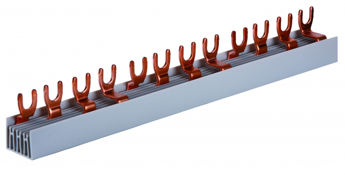 Pieptene busbar tip furca 3 poli 12 module(4x3 module) 63A 210mm 10mm² pentru conexiuni in sigurante [1]