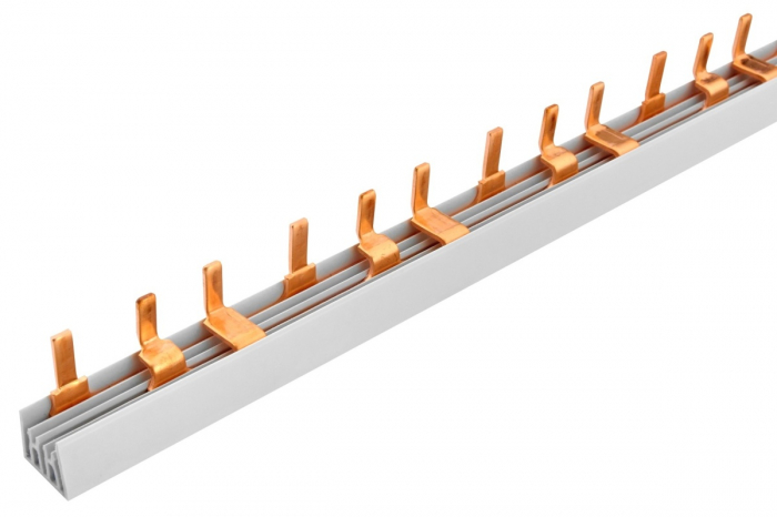 Pieptene busbar tip pin 3 poli 12pini(4x3 module) 63A 210mm 10mm² pentru conexiuni in sigurante [4]