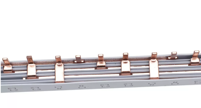 Pieptene busbar tip pin 4 poli (3x4 module) 12 module 80A  210mm 16mm² pentru conexiuni electrice in sigurante L1, L2, L3, N, izolata [7]